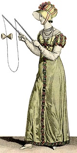Ilustración de 1812 de una mujer jugando al diábolo