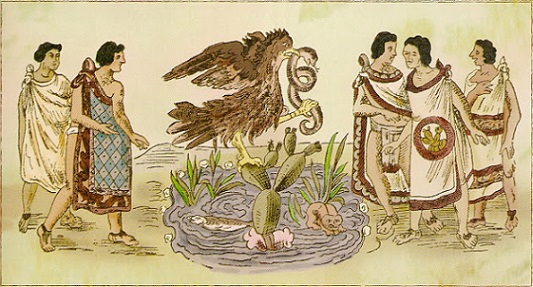 Ilustración sobre el mito fundacional de Tenochtitlán