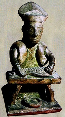 Estatuilla de pescador de la dinastía Han