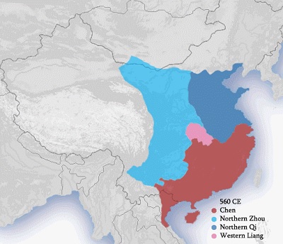 Dinastías Chen del Sur, Zhou del Norte, Qi del Norte y Liang Occidental (420-589)
