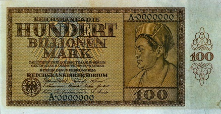Billete alemán de 100 billones de marcos,1924