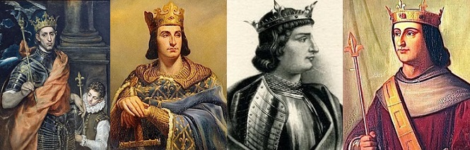Luis IX el Santo, Felipe IV el Hermoso, Carlos IV de Francia y de Navarra, Felipe VI de Valois