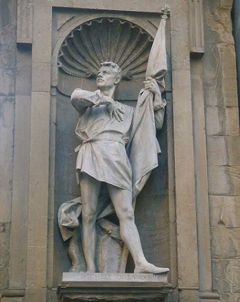 Estatua de Michele di Lando, líder de la revuelta de Ciompi en Florencia.