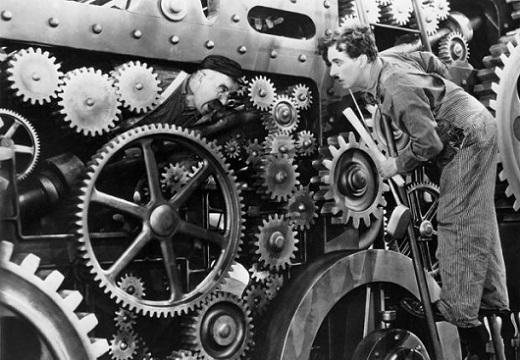 Imagen de la película “Tiempos Modernos” de Charles Chaplin. 1936.