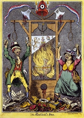«Las armas de los radicales» (1819), caricatura del inglés George Cruikshank.