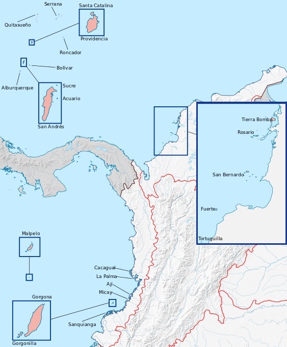 Mapa de la región Insular de Colombia