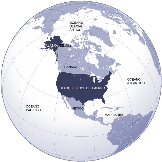 Mapa de la ubicación de Estados Unidos
