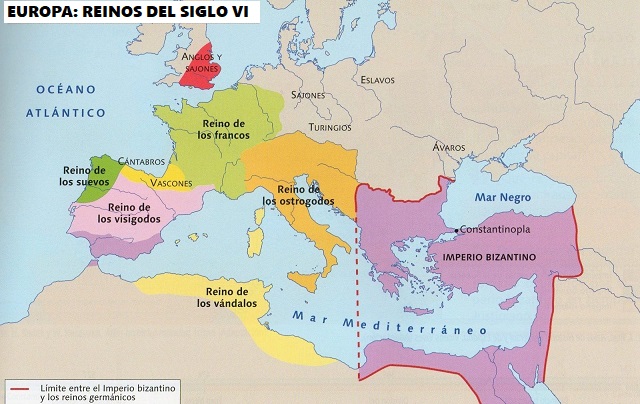 Mapa de Europa: Reinos del siglo VI