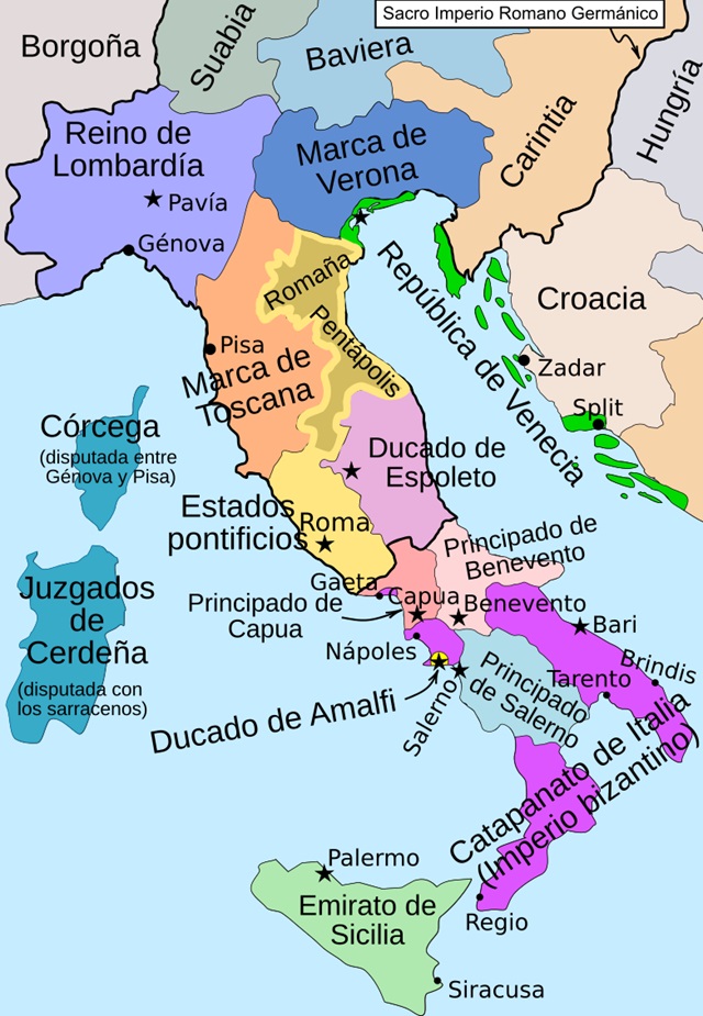 Mapa de Italia año 1000