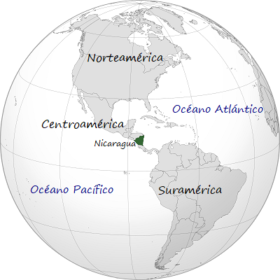 Ubicación geográfica de Nicaragua en el continente americano