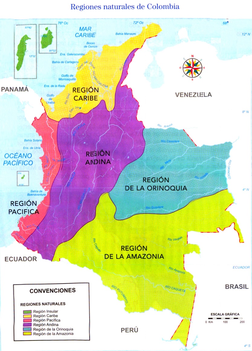 Mapa de las Regiones Naturales de Colombia