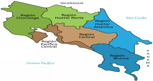 Mapa de Costa Rica: Regiones socioeconómicas