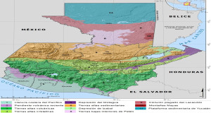 Mapa de Guatemala: Regiones fisiográficas