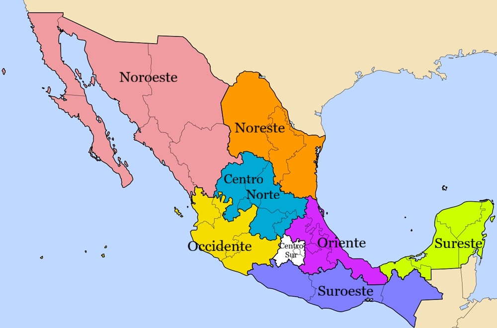 Mapa de México: Regiones geográficas Mapa de México: Regiones geográficas