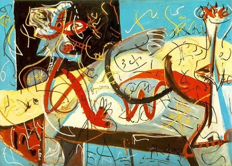 “Figura taquigráfica” (1942). Jackson Pollock. Óleo sobre lienzo. Museo de Arte moderno de Nueva York. “Figura taquigráfica” (1942). Jackson Pollock. Óleo sobre lienzo. Museo de Arte moderno de Nueva York.