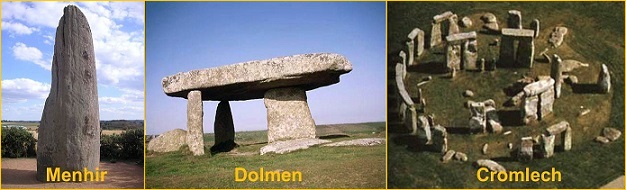 Los dólmenes, los menhires y los cromlechs son las tres construcciones que caracterizan la arquitectura neolítica