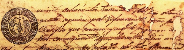 Detalle del Testamento de Simón Bolívar (12/10/1830). Tinta sobre papel. Museo Nacional de Colombia.