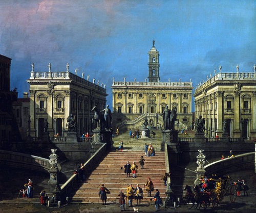 La Piazza del Campidoglio y la Cordonata. Canaletto.