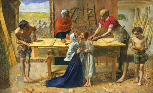“Cristo en la casa de sus padres”, John Everett Millais. “Cristo en la casa de sus padres”, John Everett Millais.