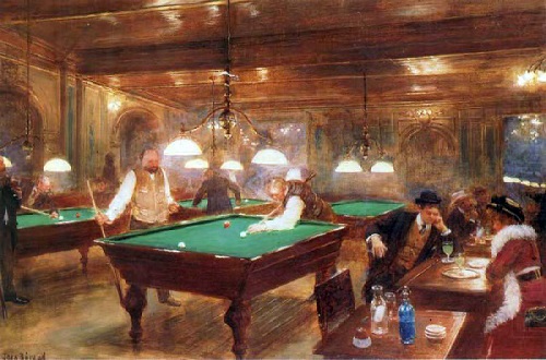 “El billar salón” óleo sobre lienzo de Jean Georges Béraud