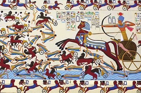 Grabado de Amosis I (Dinastía XVIII) derrotando a los hicsos
