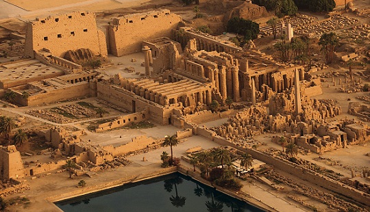 Vista aérea del Templo de Amón en el complejo de Karnak