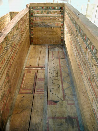 Textos de los sarcófagos pintados durante el Imperio Medio, con el mapa del inframundo.