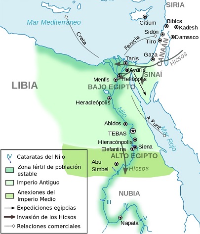 Extensión territorial del Reino Medio en el Antiguo Egipto
