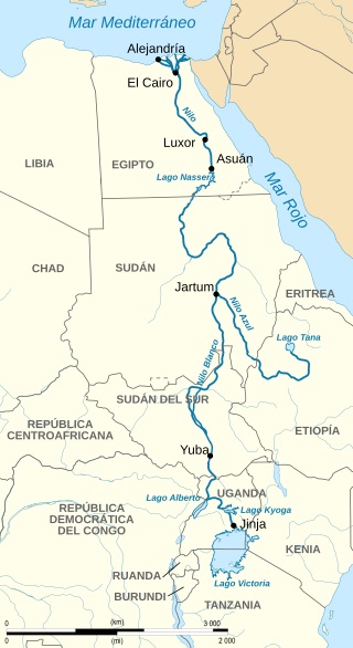El Nilo y sus dos ramales: el Nilo Blanco y el Nilo Azul.