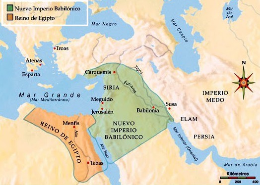 Mapa del Imperio babilonio de Nabucodonosor II