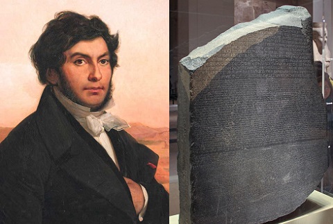 Jean Francois Champollion y la piedra de Rosetta
