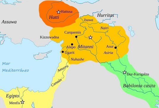 Reino de Mitanni hacia el 1400 a.C.