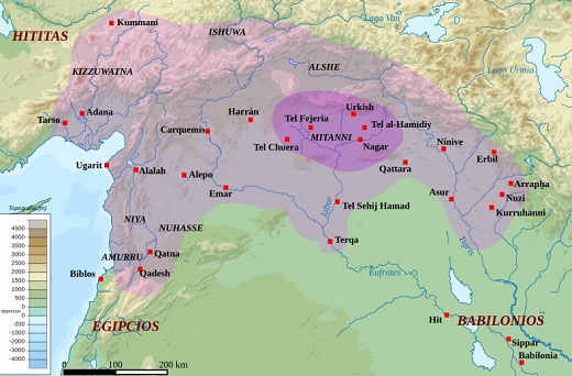 Mapa del reino de Mitanni
