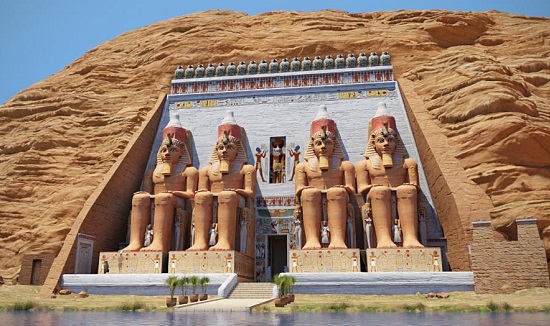 Gran Templo de Abu Simbel. Escena en 3D.