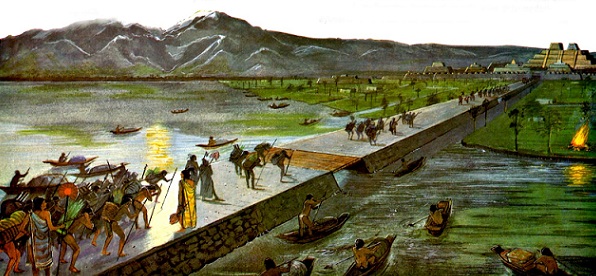 Pochtecas entrando a Tenochtitlán 