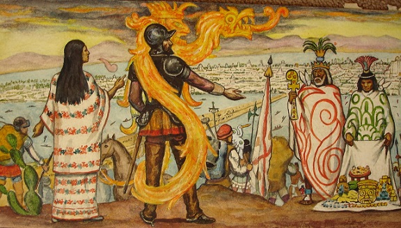 Hernán Cortés al encuentro con Moctezuma II