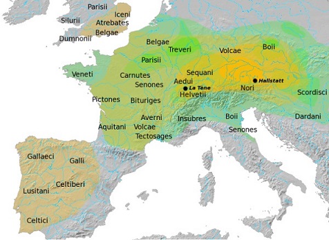 Ubicación geográfica de la cultura del Hallstatt y la cultura de la Téne