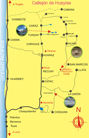Mapa turístico del Callejón de Huaylas