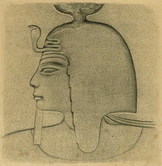 Dibujo de un relieve del faraón Sethnakht