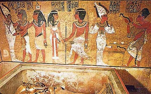 Pintura de la cámara funeraria de Tutankamon.