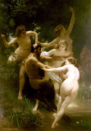 “Ninfas y sátiro”. Oleo de William Adolphe Bouguereau. 1873.