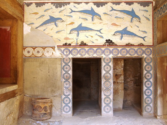 Fresco de los delfines en el Palacio de Cnosos (Creta)