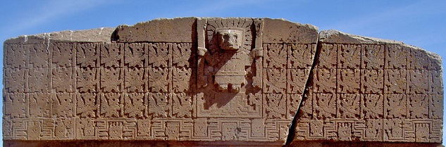 Detalle de la Puerta del Sol, mostrando al dios Viracocha