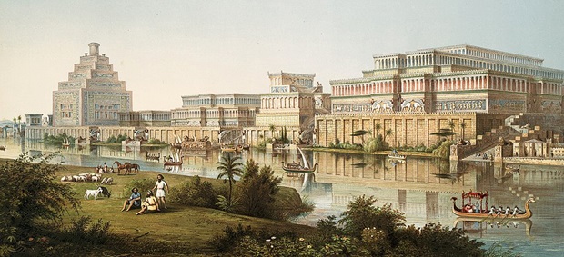 Impresión artística de los palacios asirios de “Los monumentos de Nínive” por Sir Austen Henry Layard, 1853. Impresión artística de los palacios asirios de “Los monumentos de Nínive” por Sir Austen Henry Layard, 1853.