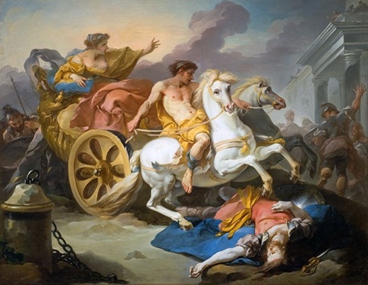 “Tulia conduciendo su carruaje sobre el cuerpo de su padre”. 1735. Michel-François Dandré-Bardon.