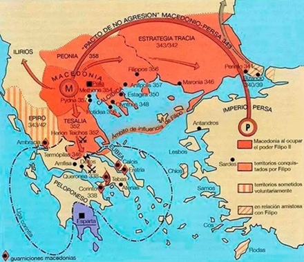Mapa del Reino de Macedonia bajo Filipo II Mapa del Reino de Macedonia bajo Filipo II