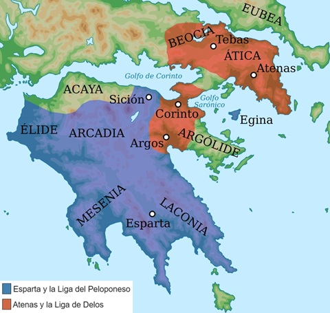 Mapa del Peloponeso comenzando el siglo IV a.C. Mapa del Peloponeso comenzando el siglo IV a.C.