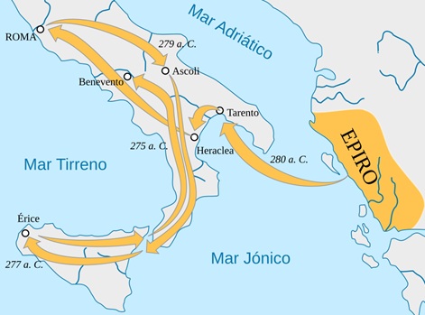 Movimientos de Pirro en la guerra contra Roma (280-275 a.C)