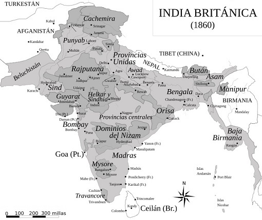 El Raj británico en 1860