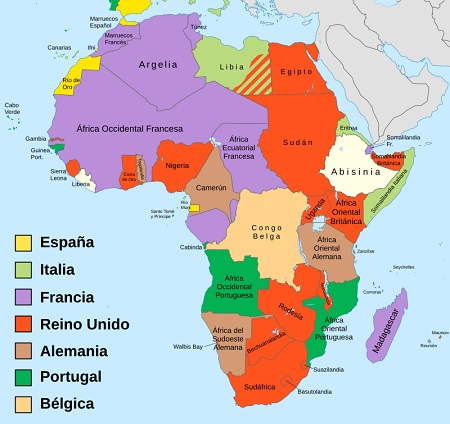 Mapa de África antes de la Primera Guerra Mundial